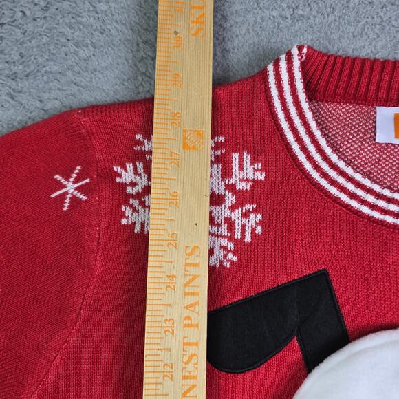 Funny Plush Snowman Christmas Sweater Men's XL Red Jingle Balls Carrot Crew New - Picture 11 of 12